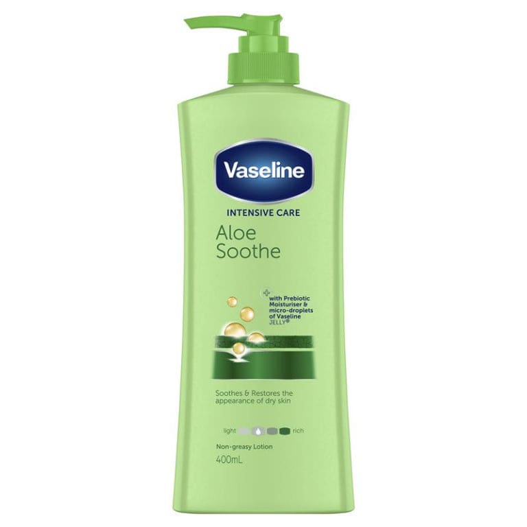 Vaseline Intensive Care Body Lotion Aloe Soothe 400ml front image on Livehealthy HK imported from Australia