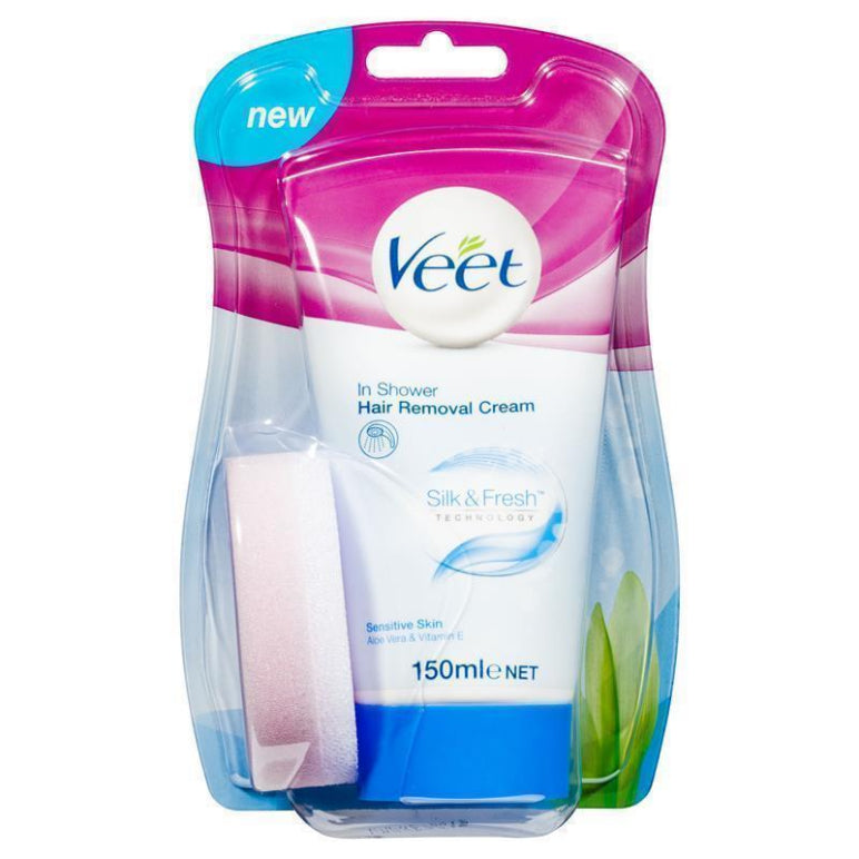 Veet In Shower Hair Removal Cream Sensitive 150ml front image on Livehealthy HK imported from Australia