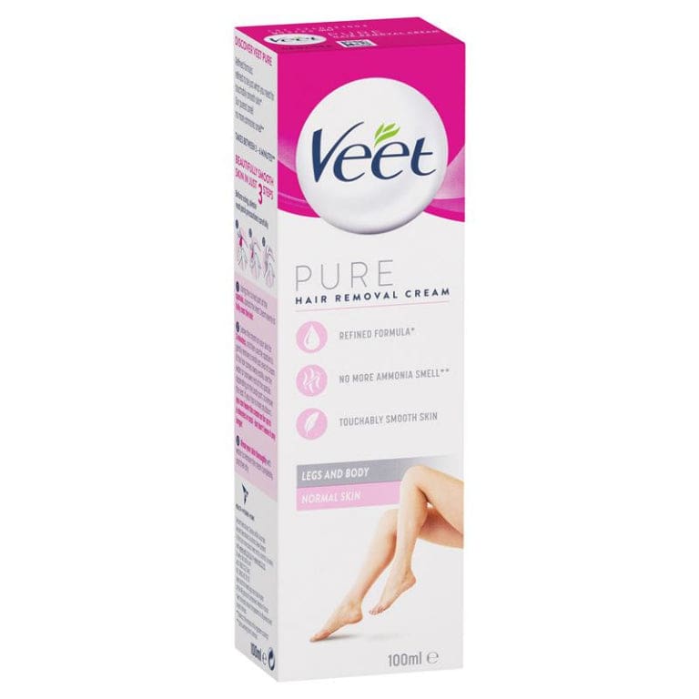 Veet Pure Hair Removal Cream Legs And Body Normal Skin 100ml front image on Livehealthy HK imported from Australia