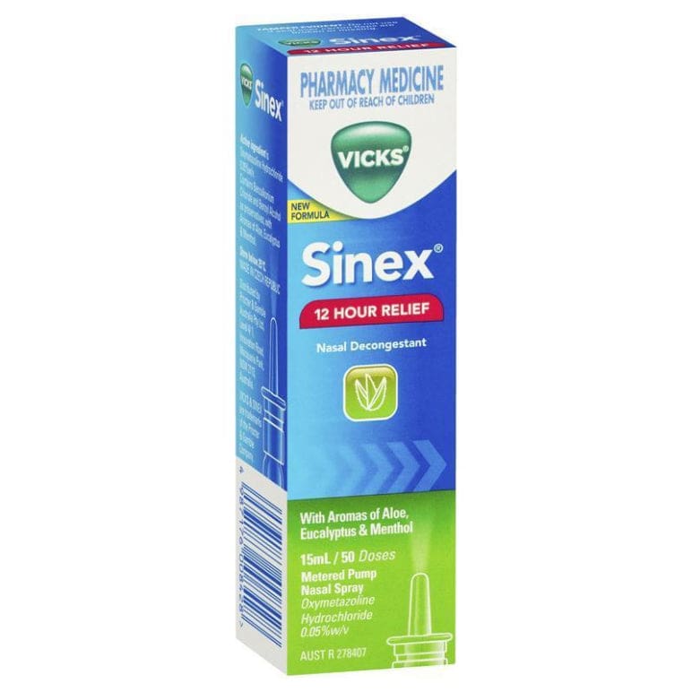 Vicks Sinex Aloe Nasal Spray 15mL front image on Livehealthy HK imported from Australia