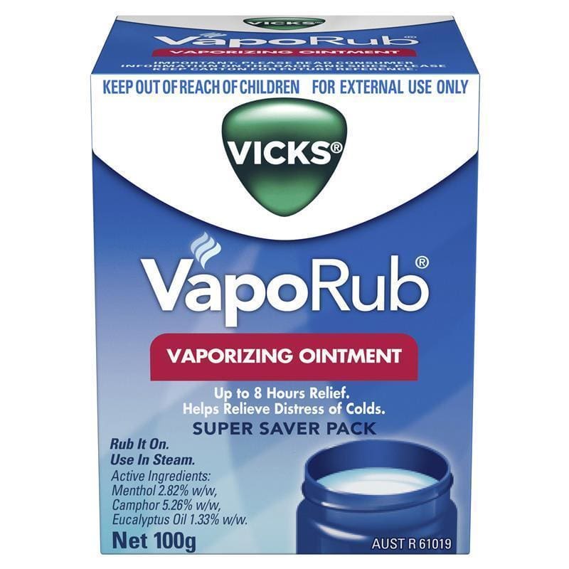 Vicks VapoRub Ointment Decongestant Chest Rub 100g front image on Livehealthy HK imported from Australia