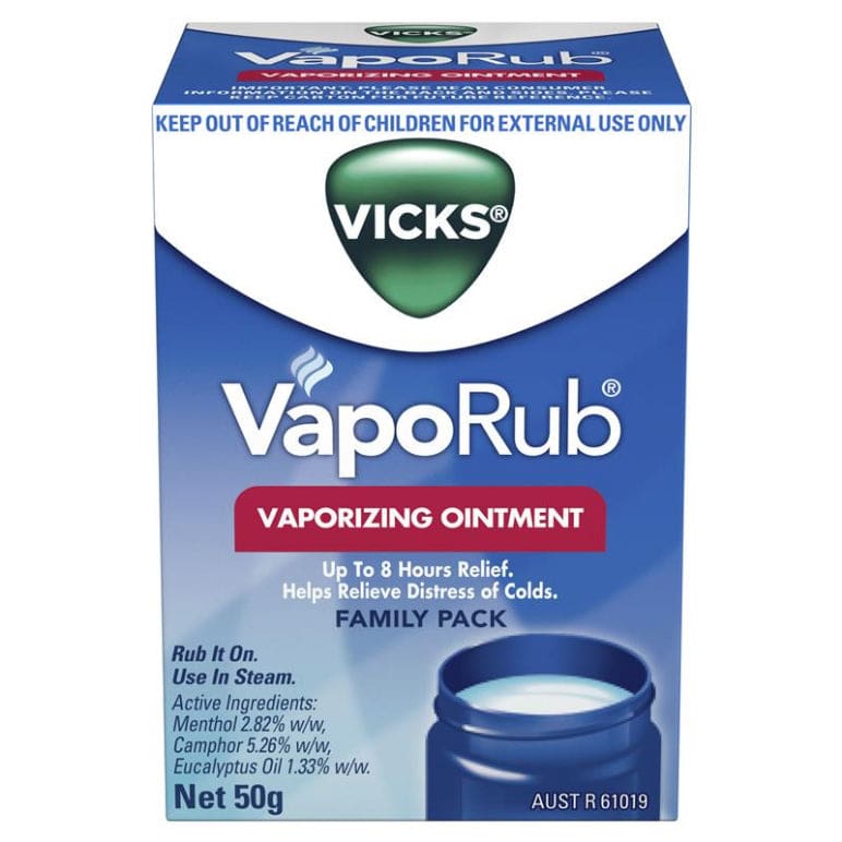 Vicks VapoRub Ointment Decongestant Chest Rub 50g front image on Livehealthy HK imported from Australia