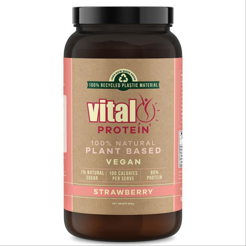 Vital Vegan Pea Protein Strawberry 500g front image on Livehealthy HK imported from Australia