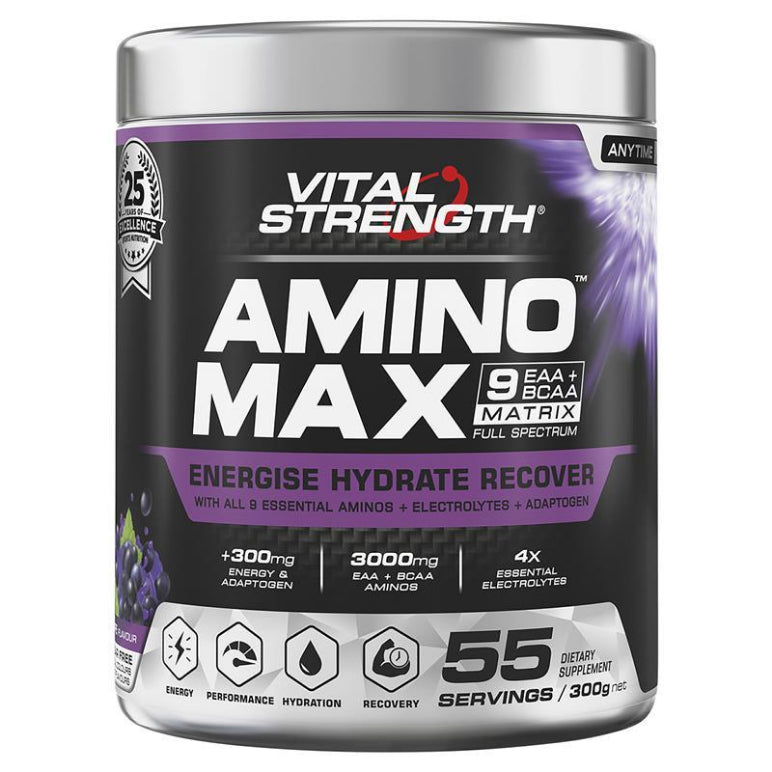 VitalStrength Amino Max EAA Grape 300g front image on Livehealthy HK imported from Australia