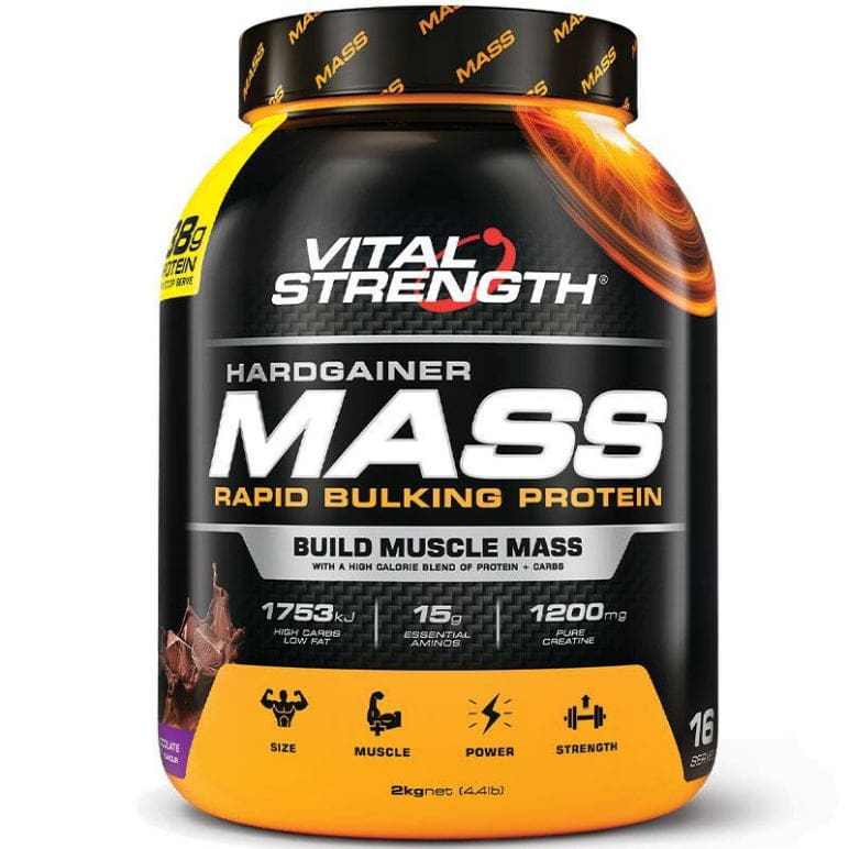 VitalStrength Hardgainer Mass Rapid Building Protein Chocolate Blast 2kg front image on Livehealthy HK imported from Australia
