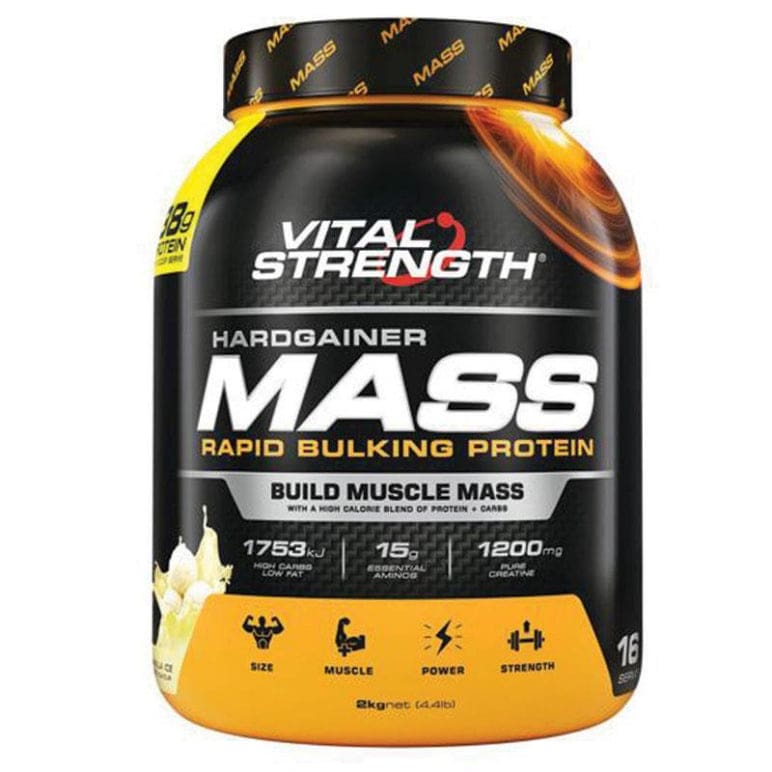 VitalStrength Hardgainer Mass Rapid Building Protein Vanilla Ice Cream 2kg front image on Livehealthy HK imported from Australia