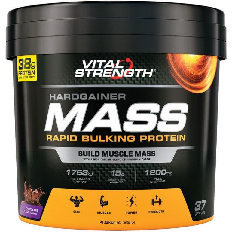 VitalStrength Hardgainer Mass Rapid Bulking Protein Chocolate Blast 4.5kg front image on Livehealthy HK imported from Australia
