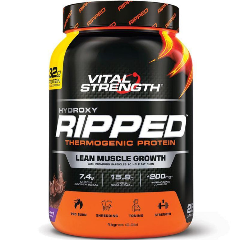 VitalStrength Hydroxy Ripped Workout Protein Powder 1Kg Chocolate front image on Livehealthy HK imported from Australia