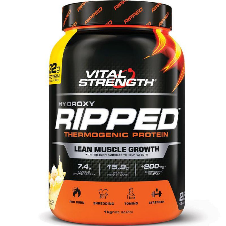 VitalStrength Hydroxy Ripped Workout Protein Powder 1Kg Vanilla front image on Livehealthy HK imported from Australia