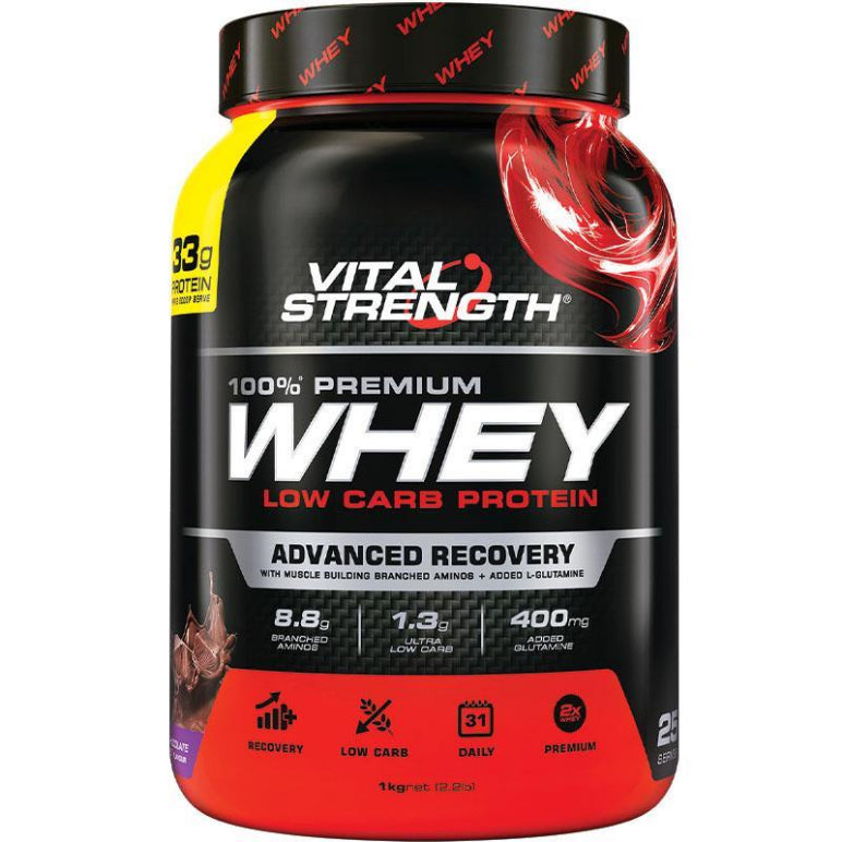 VitalStrength Launch Whey Protein 1kg Chocolate front image on Livehealthy HK imported from Australia
