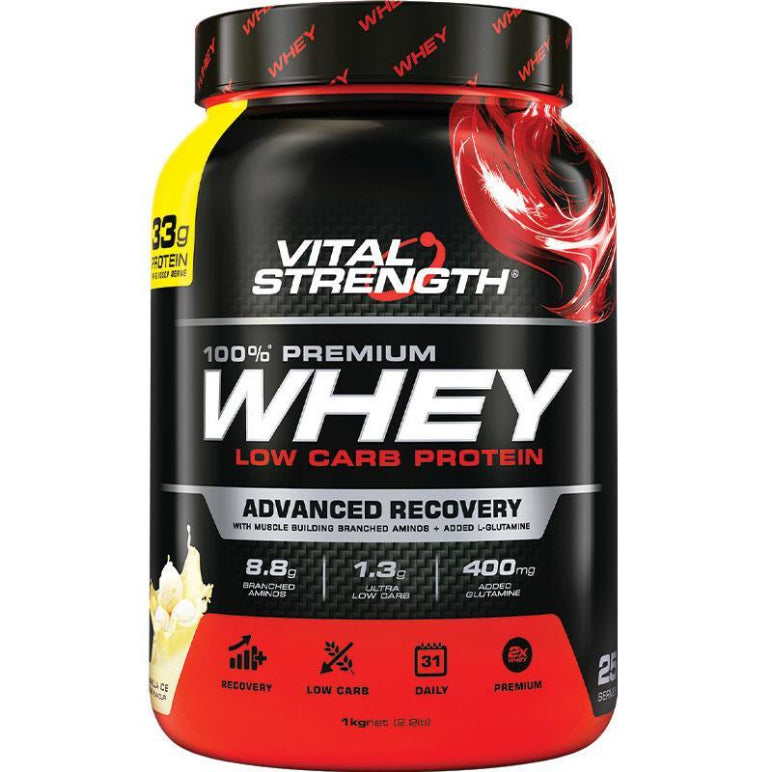 VitalStrength Launch Whey Protein 1kg Vanilla front image on Livehealthy HK imported from Australia