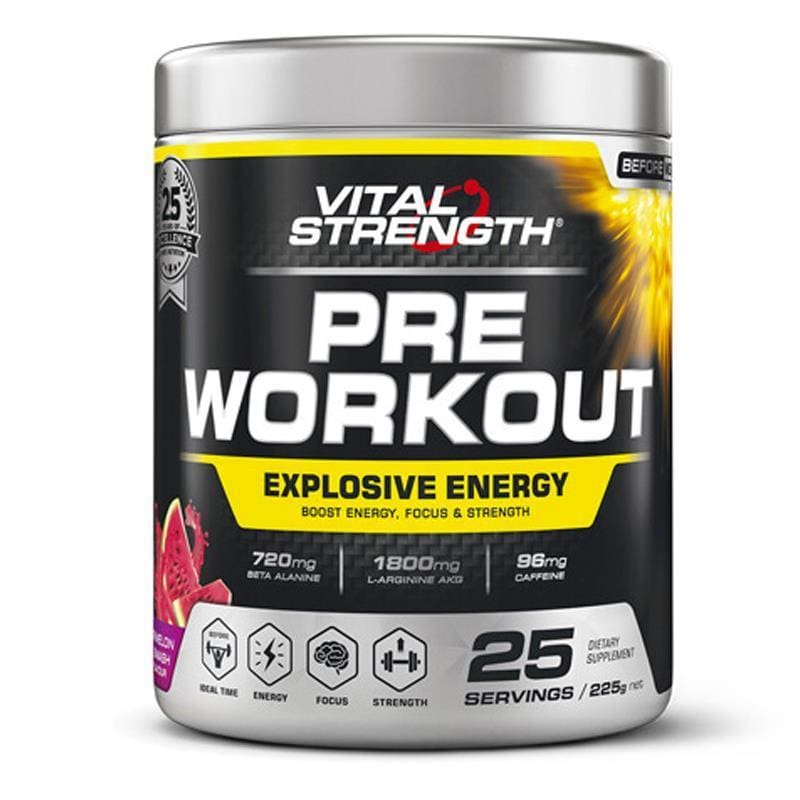 VitalStrength Pre Workout Powder Watermelon Smash 225g front image on Livehealthy HK imported from Australia