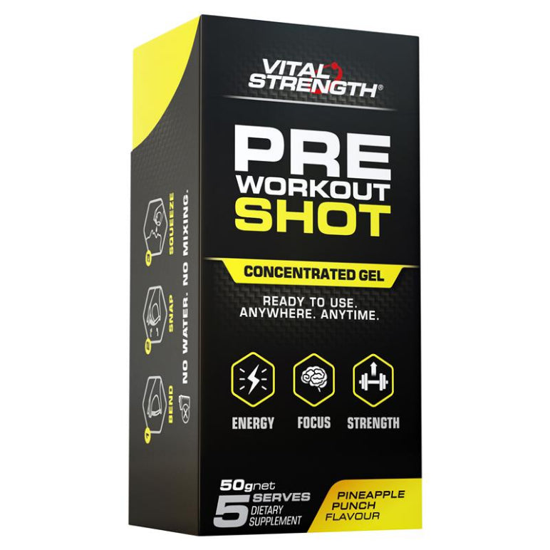 VitalStrength Pre Workout Shot Pineapple Punch 5 Pack front image on Livehealthy HK imported from Australia