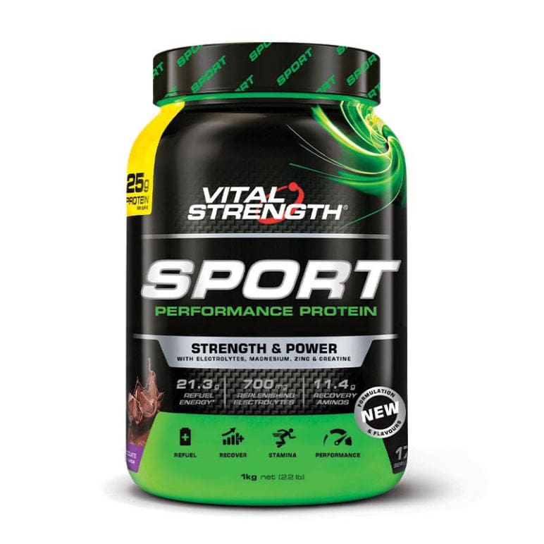 VitalStrength Sport Protein Chocolate 1kg front image on Livehealthy HK imported from Australia