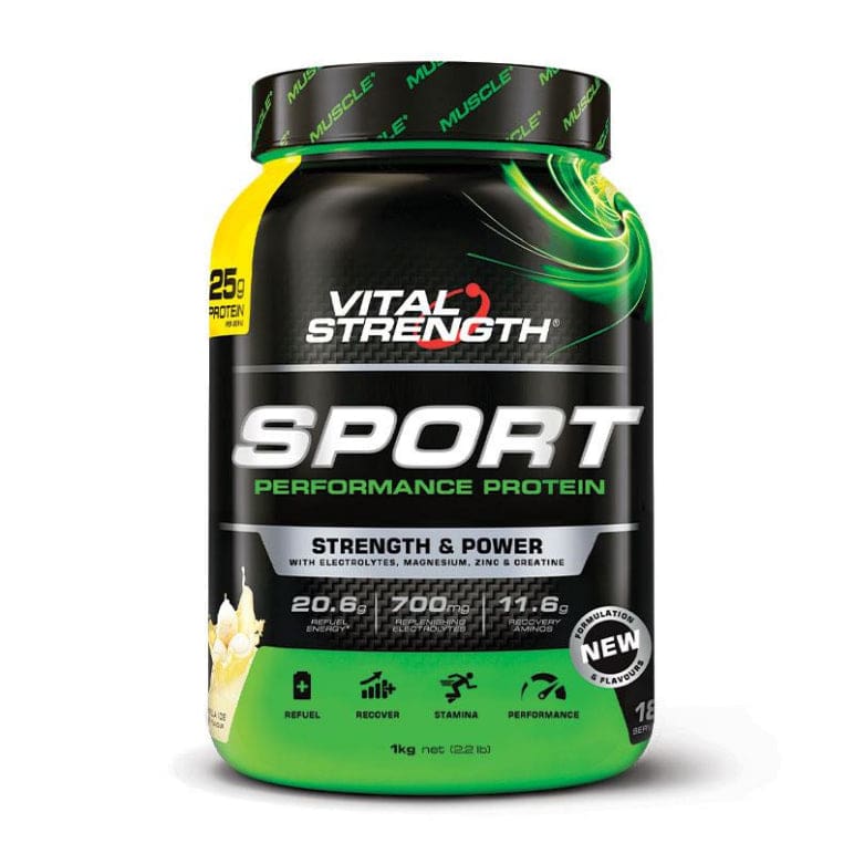 VitalStrength Sport Protein Vanilla 1kg front image on Livehealthy HK imported from Australia