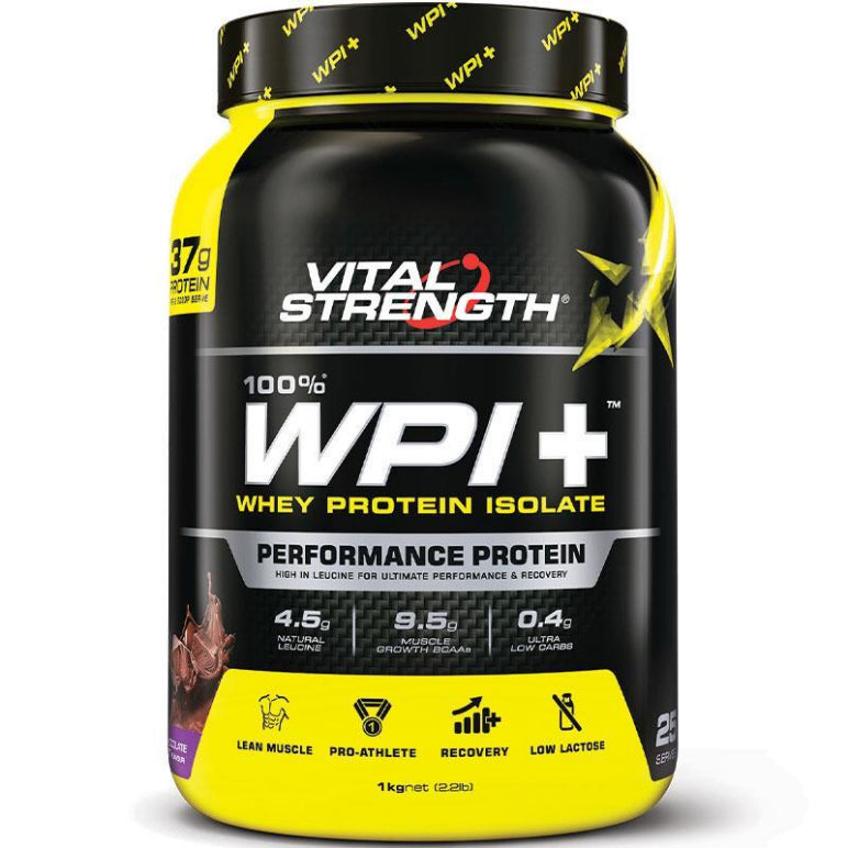 VitalStrength WPI Plus 100 Whey Protein Isolate 1Kg Chocolate front image on Livehealthy HK imported from Australia