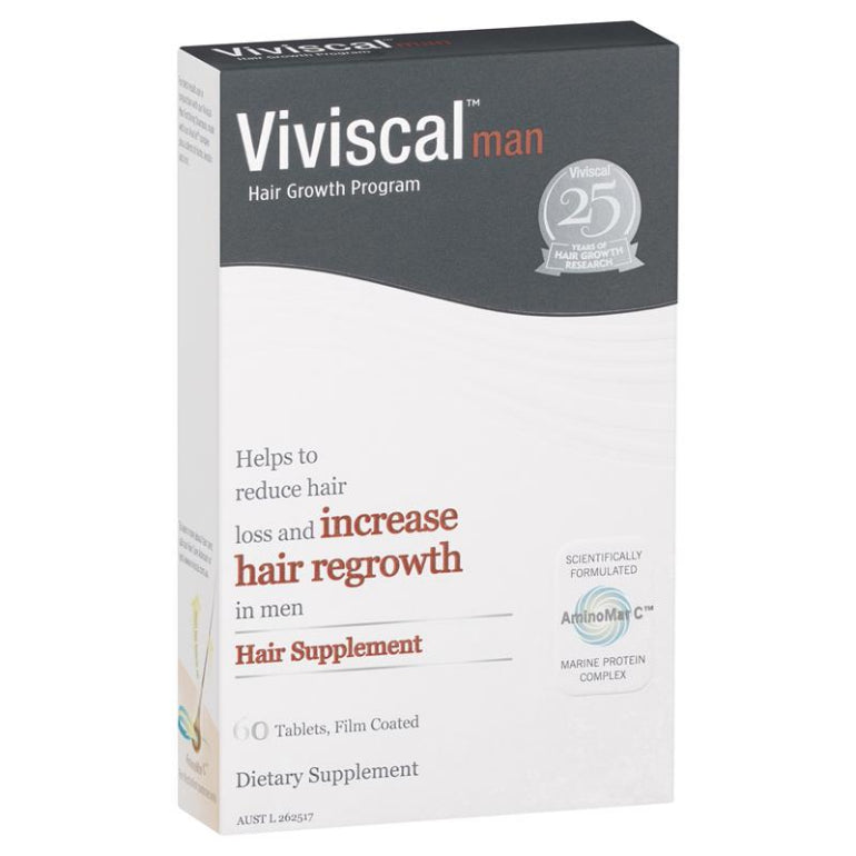 Viviscal Man Supplement for Men 60 front image on Livehealthy HK imported from Australia
