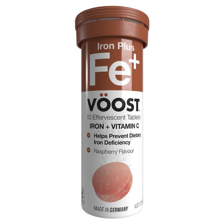 Voost Iron Plus Effervescent 10 Tablets front image on Livehealthy HK imported from Australia