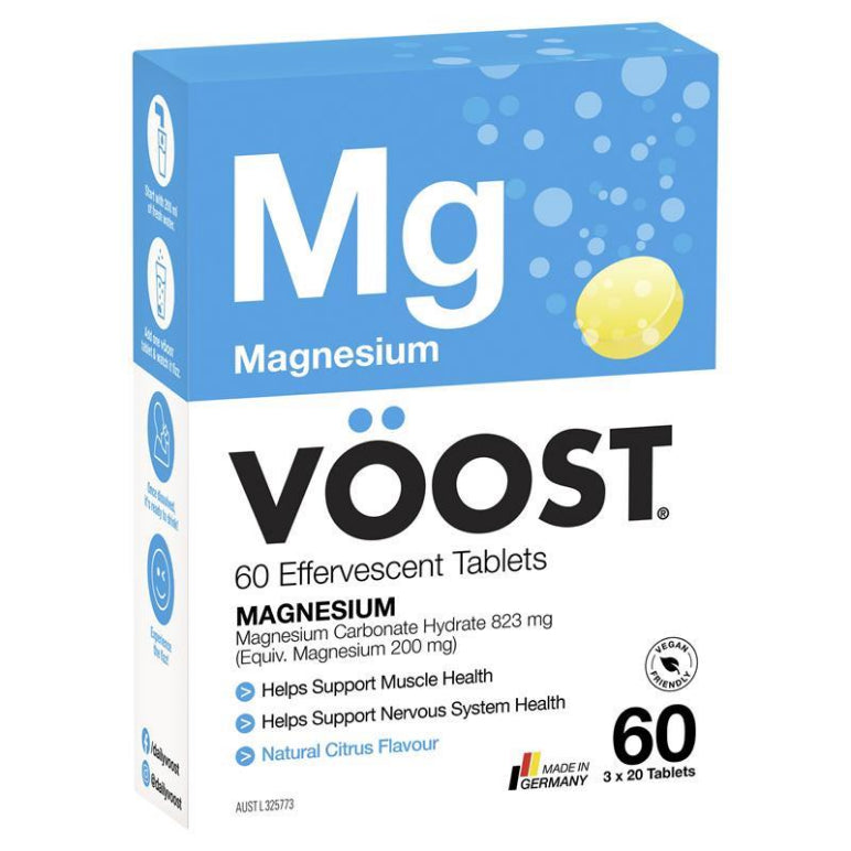 Voost Magnesium Effervescent 60 Pack front image on Livehealthy HK imported from Australia