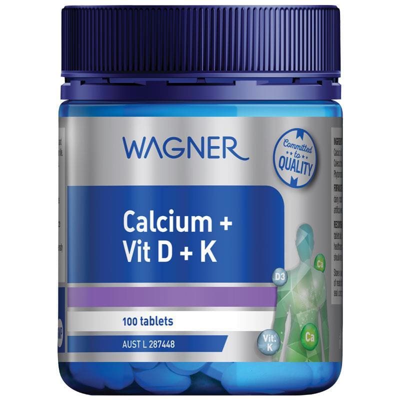 Wagner Calcium + Vitamin D + K 100 Tablets front image on Livehealthy HK imported from Australia