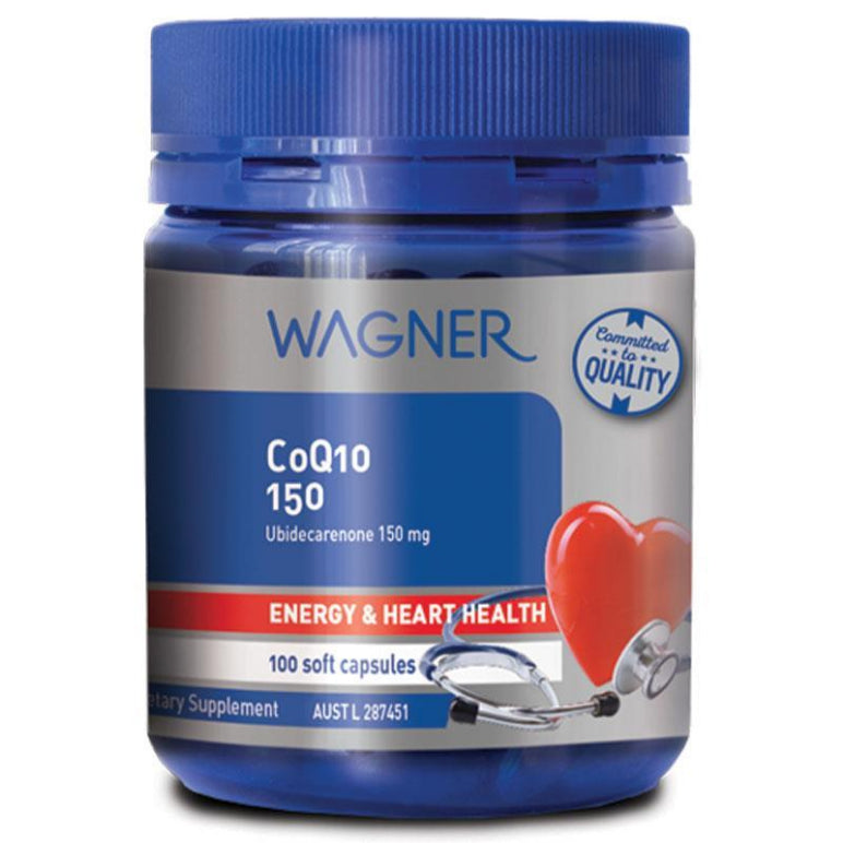 Wagner Coq10 150mg 100 Capsules front image on Livehealthy HK imported from Australia
