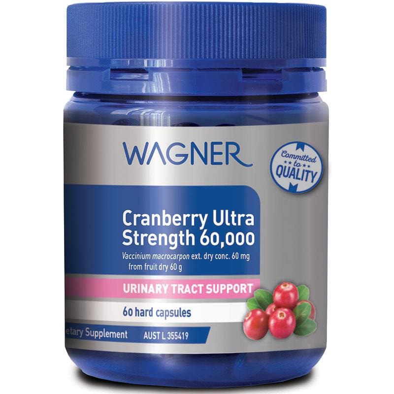 Wagner Cranberry Ultra Strength 60000mg 60 Capsules front image on Livehealthy HK imported from Australia