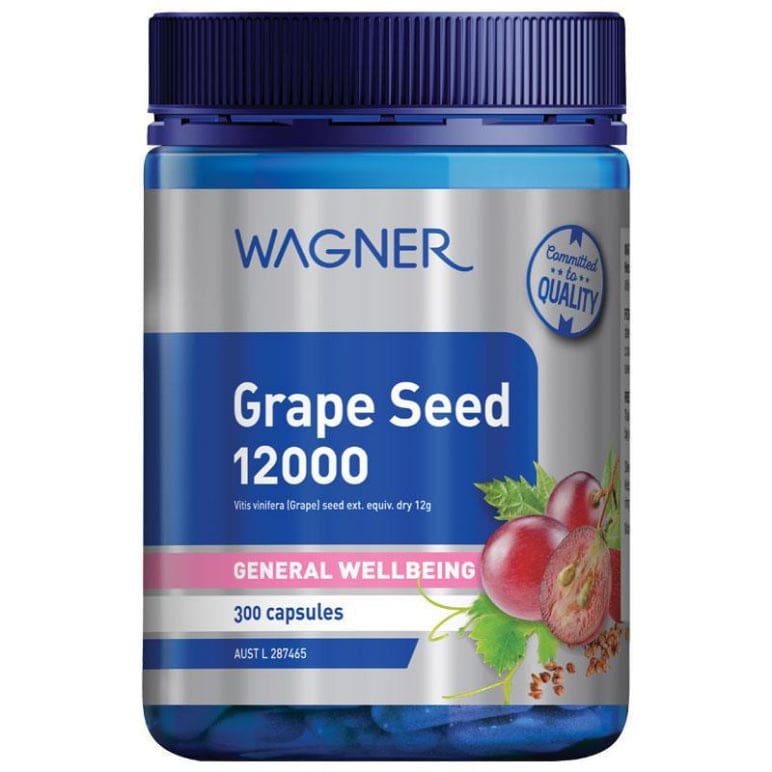 Wagner Grape Seed 12000 300 Capsules front image on Livehealthy HK imported from Australia