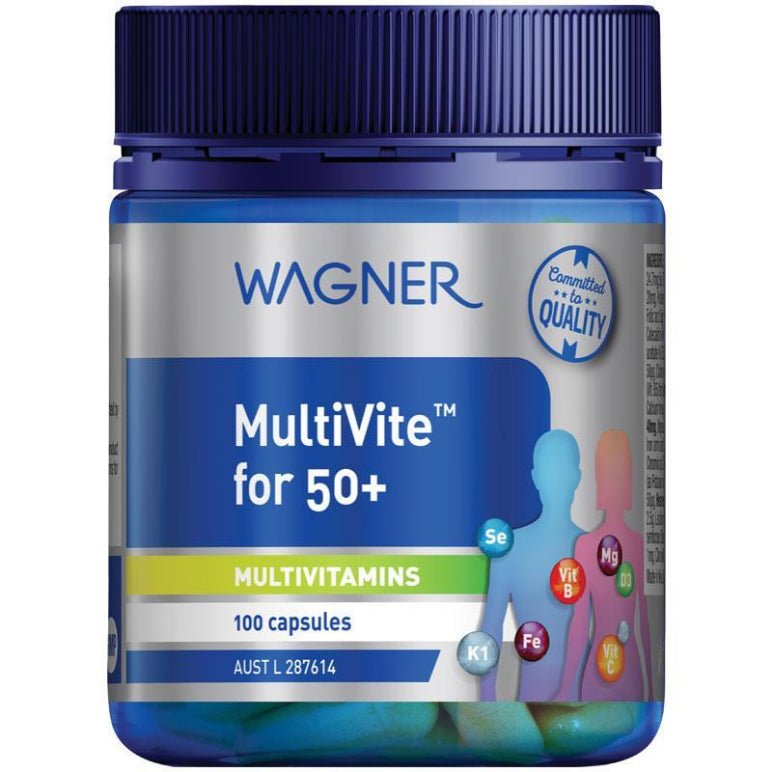 Wagner Multivite For 50+ 100 Capsules front image on Livehealthy HK imported from Australia