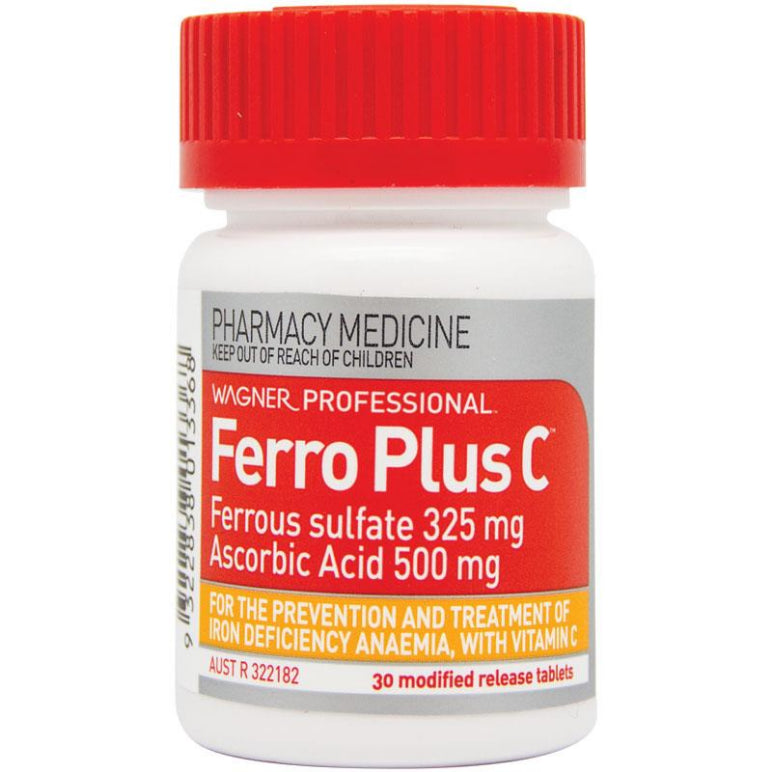Wagner Professional Ferro Plus C 30 Modified Release Tablets front image on Livehealthy HK imported from Australia