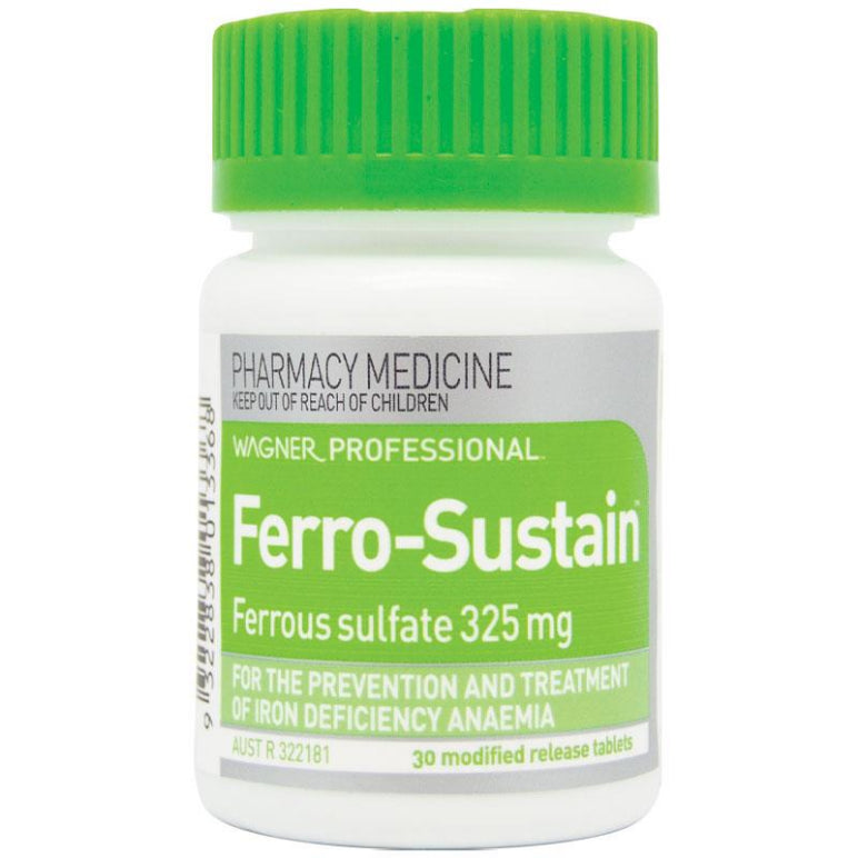 Wagner Professional Ferro-Sustain 30 Modified Release Tablets front image on Livehealthy HK imported from Australia