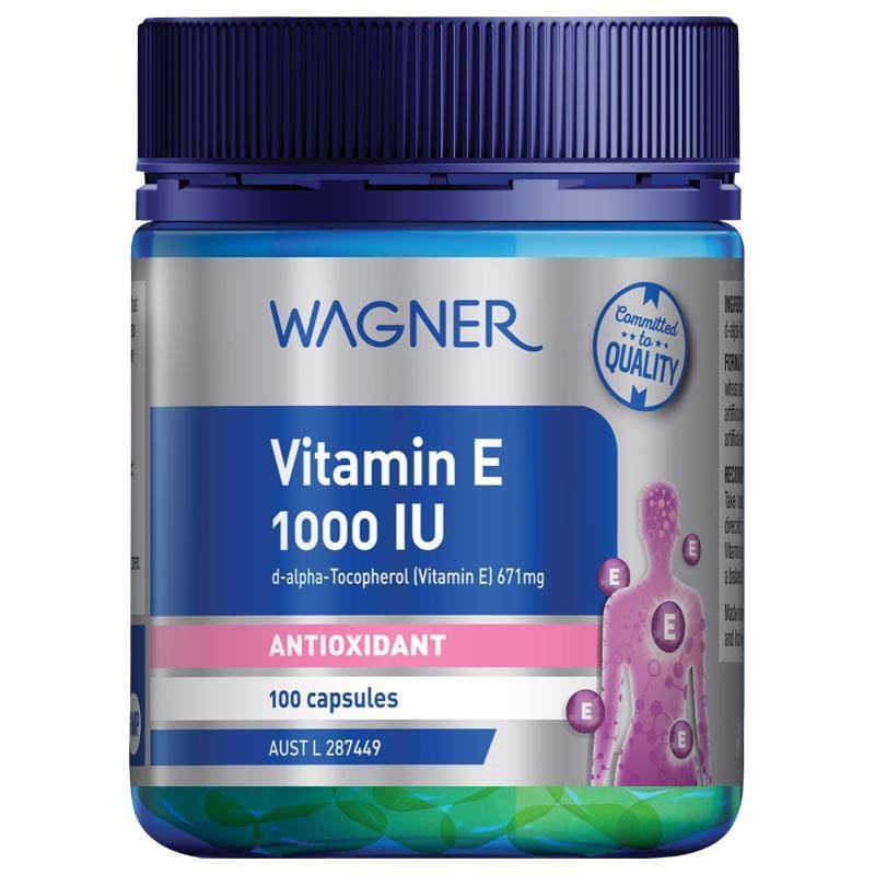 Wagner Vitamin E 1000IU 100 Capsules front image on Livehealthy HK imported from Australia