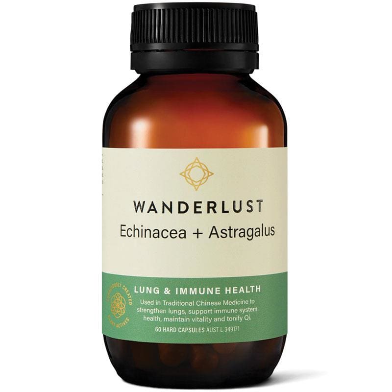 Wanderlust Echinacea + Astragalus 60 Capsules front image on Livehealthy HK imported from Australia