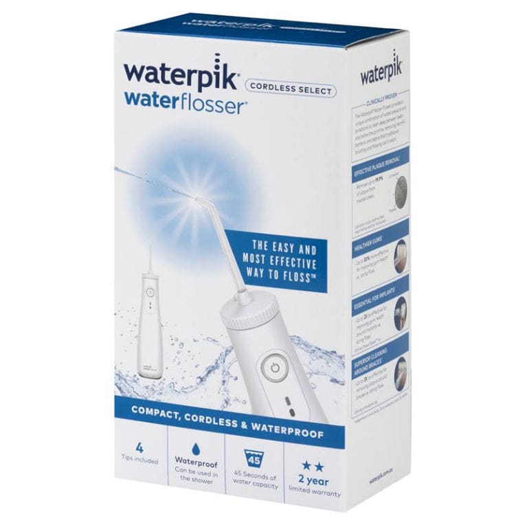 Waterpik Waterflosser Cordless Select White front image on Livehealthy HK imported from Australia