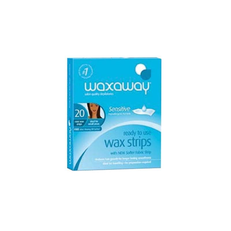 Waxaway Ready To Use Sensitive Wax Face 20 Strips front image on Livehealthy HK imported from Australia