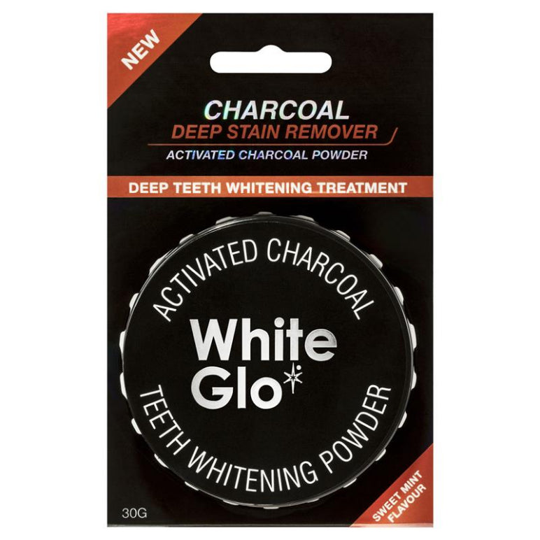 White Glo Activated Charcoal Teeth Polishing Powder 30g front image on Livehealthy HK imported from Australia