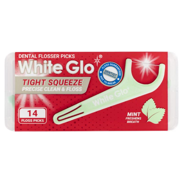 White Glo Flossers Travel 14 Pack front image on Livehealthy HK imported from Australia