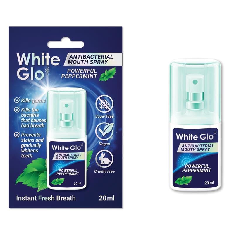 White Glo Fresh Breath Mouth Spray Peppermint 20ml front image on Livehealthy HK imported from Australia