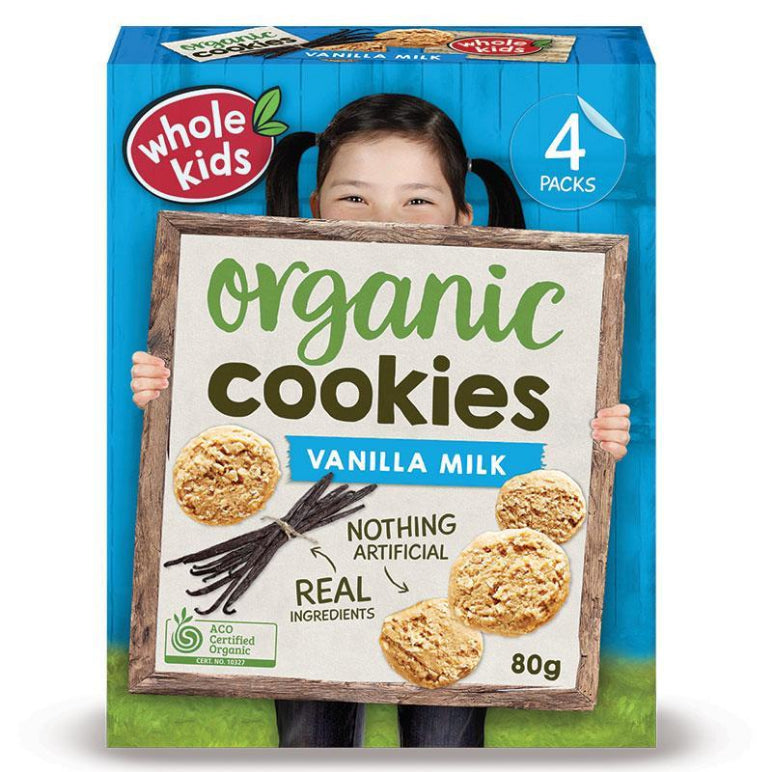 Whole Kids Organic Cookies Vanilla 80g front image on Livehealthy HK imported from Australia
