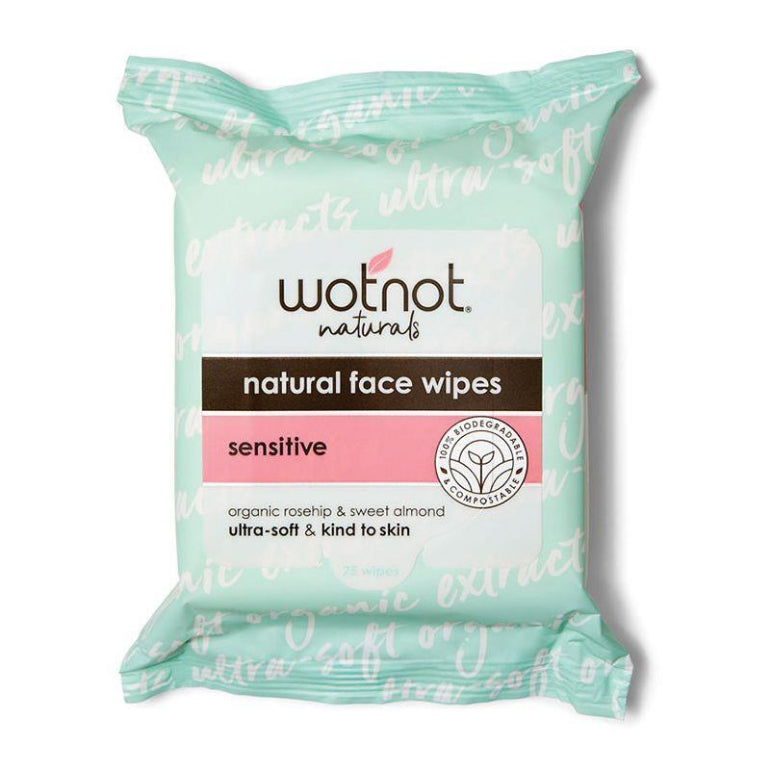 WotNot Natural Organic Sensitive Facial Wipes All Skin Types 25 front image on Livehealthy HK imported from Australia