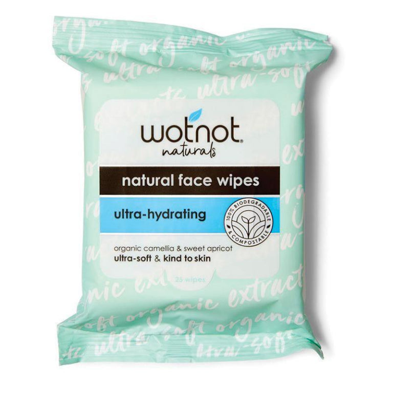 WotNot Natural Organic Ultra Hydrating Facial Wipes Aging/Dry Skin 25 front image on Livehealthy HK imported from Australia